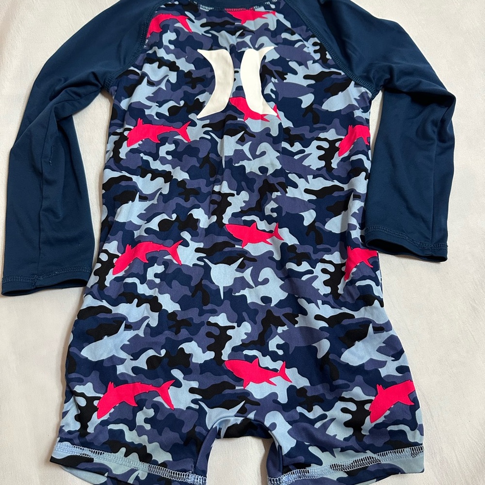 Hurley Kids Blue and Pink Shark Rashguard Onepiece